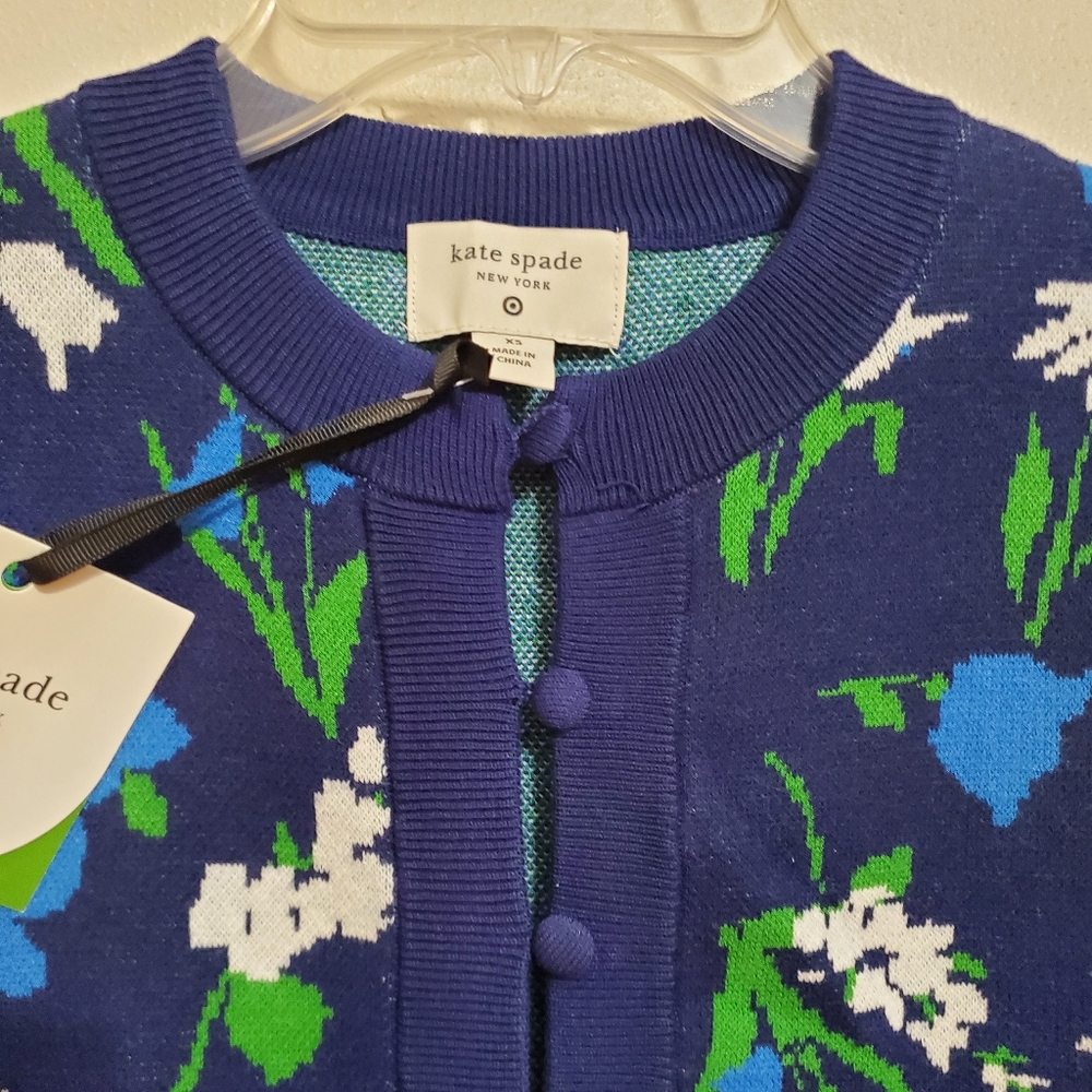 Kate Spade New York Women's Mixed Floral Cardigan - Blue/Green/White XS - Picture 9 of 15